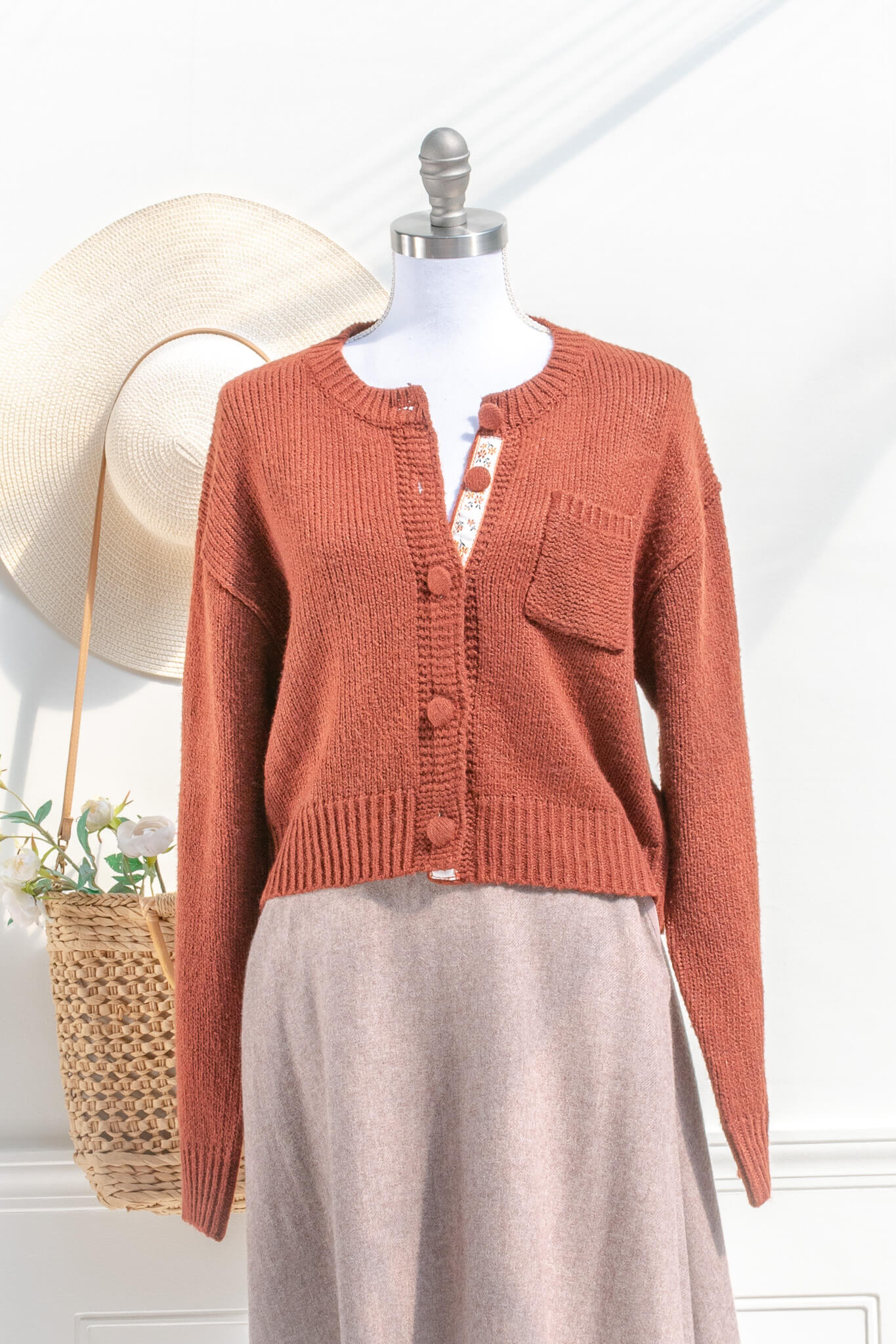 Variant image for Kvinnors Stickad Cardigan med Knapp Mjukt Stickat Tyg-1