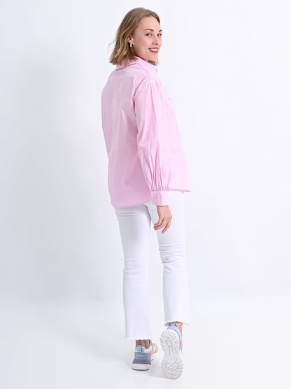 Dam Långärmad Blus med Knappband Mjuk Polyester-3