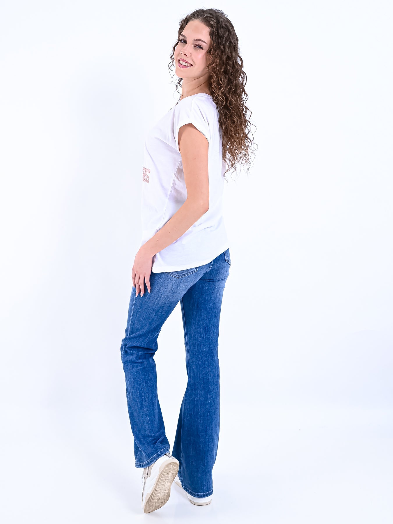 Dam Skjorta Avslappnad Stil Guldtryck 100% Bomull-4