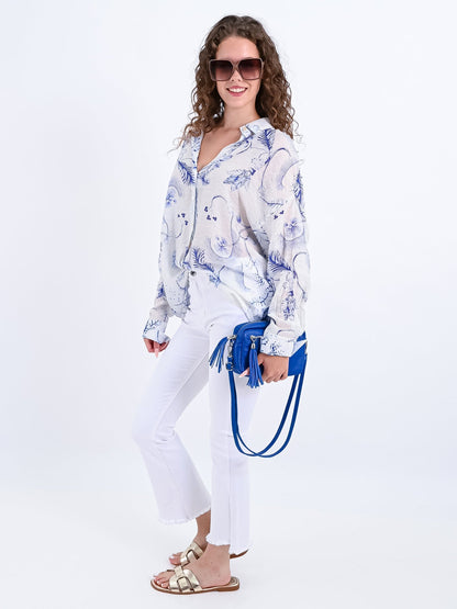 Dam Skjorta Transparent Avslappnad Långärmad Högkvalitativt Tyg-4