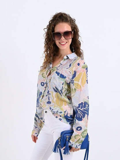 Dam Skjorta Avslappnad Transparent Högkvalitativt Tyg-2