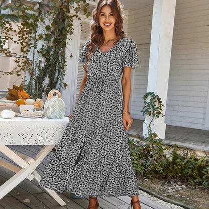 Blumenkleid Damen mit Ruffles – Elegante Polyester-Kleid für Büro und Freizeit, Größen S-XL 10