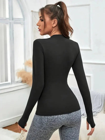 Dam Träningsskjorta Halv Zip Snabbtorkande Polyester-2