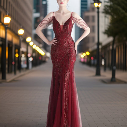 Variant image for Dam Aftonklänning med Paljetter Flödande Silhuett Högkvalitativt Material-6