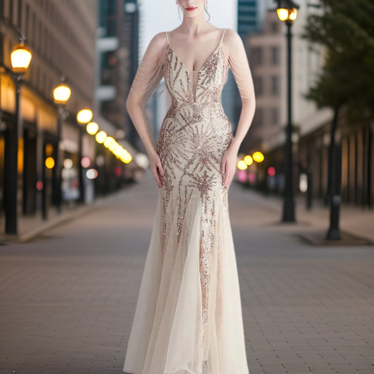 Variant image for Dam Aftonklänning med Paljetter Flödande Silhuett Högkvalitativt Material-26