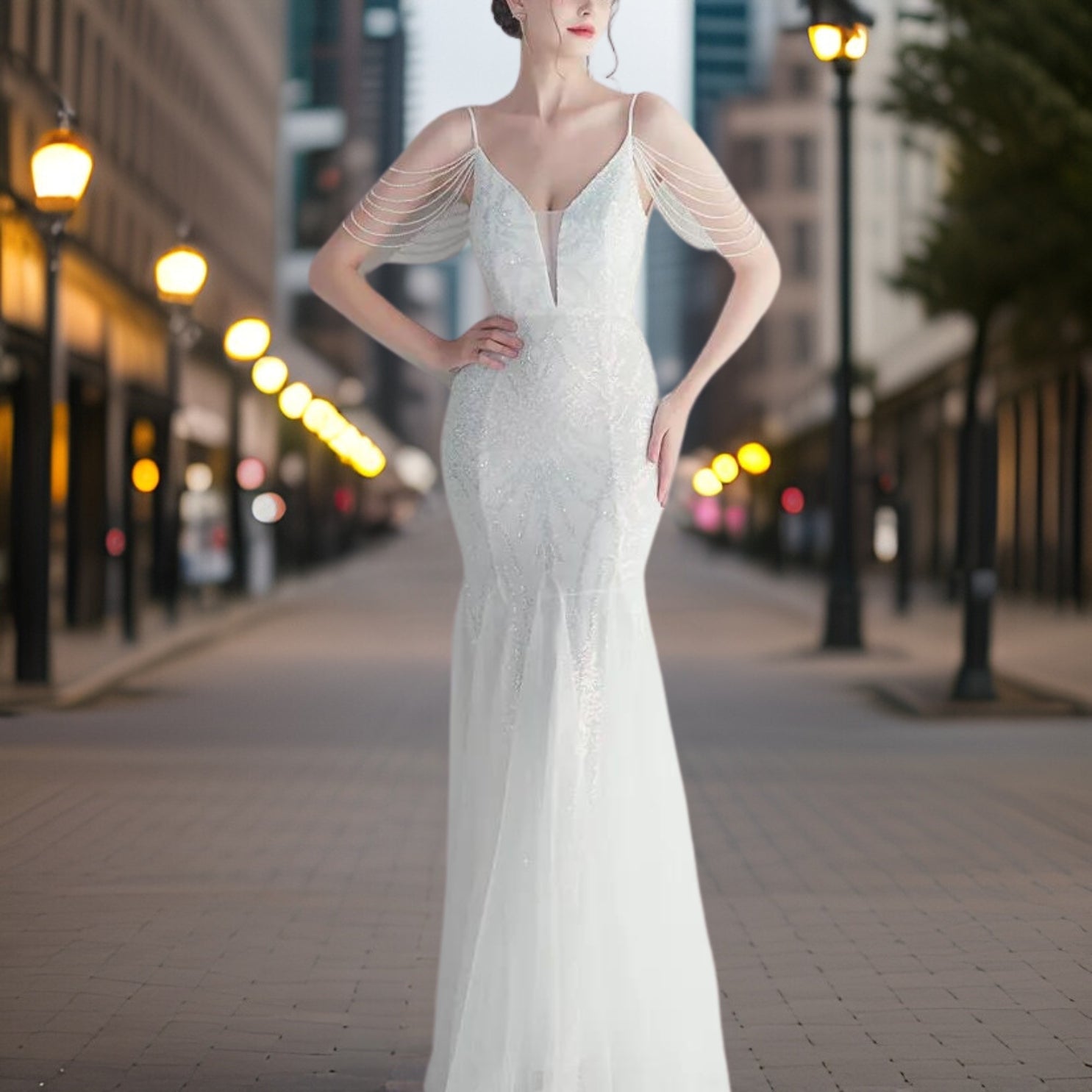 Variant image for Dam Aftonklänning med Paljetter Flödande Silhuett Högkvalitativt Material-1