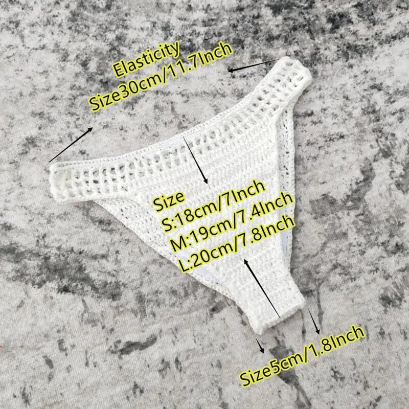 Dam 3-delad Bikini Geometrisk Design Virkat Material 5