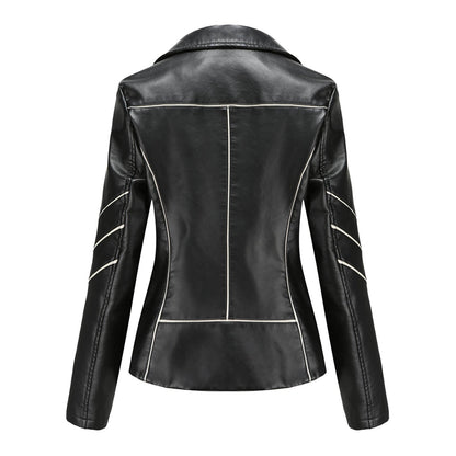 Dam Blazer Kort Eco Leather Elegant Vändkrage 2