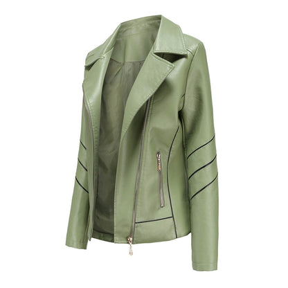 Dam Blazer Kort Eco Leather Elegant Vändkrage 3