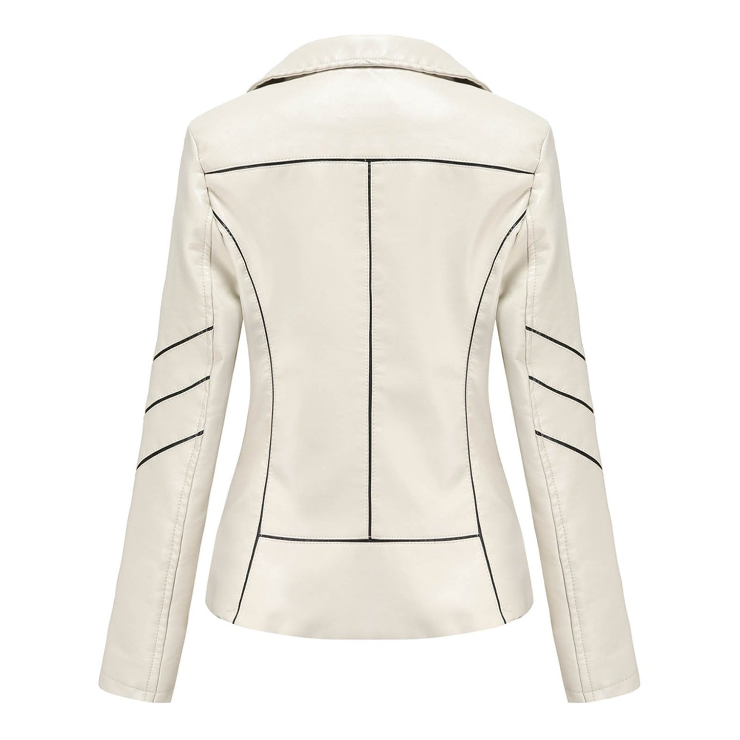 Dam Blazer Kort Eco Leather Elegant Vändkrage 4