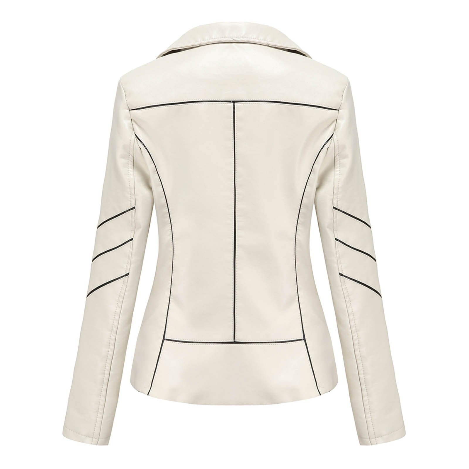 Dam Blazer Kort Eco Leather Elegant Vändkrage 4