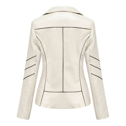 Dam Blazer Kort Eco Leather Elegant Vändkrage 4