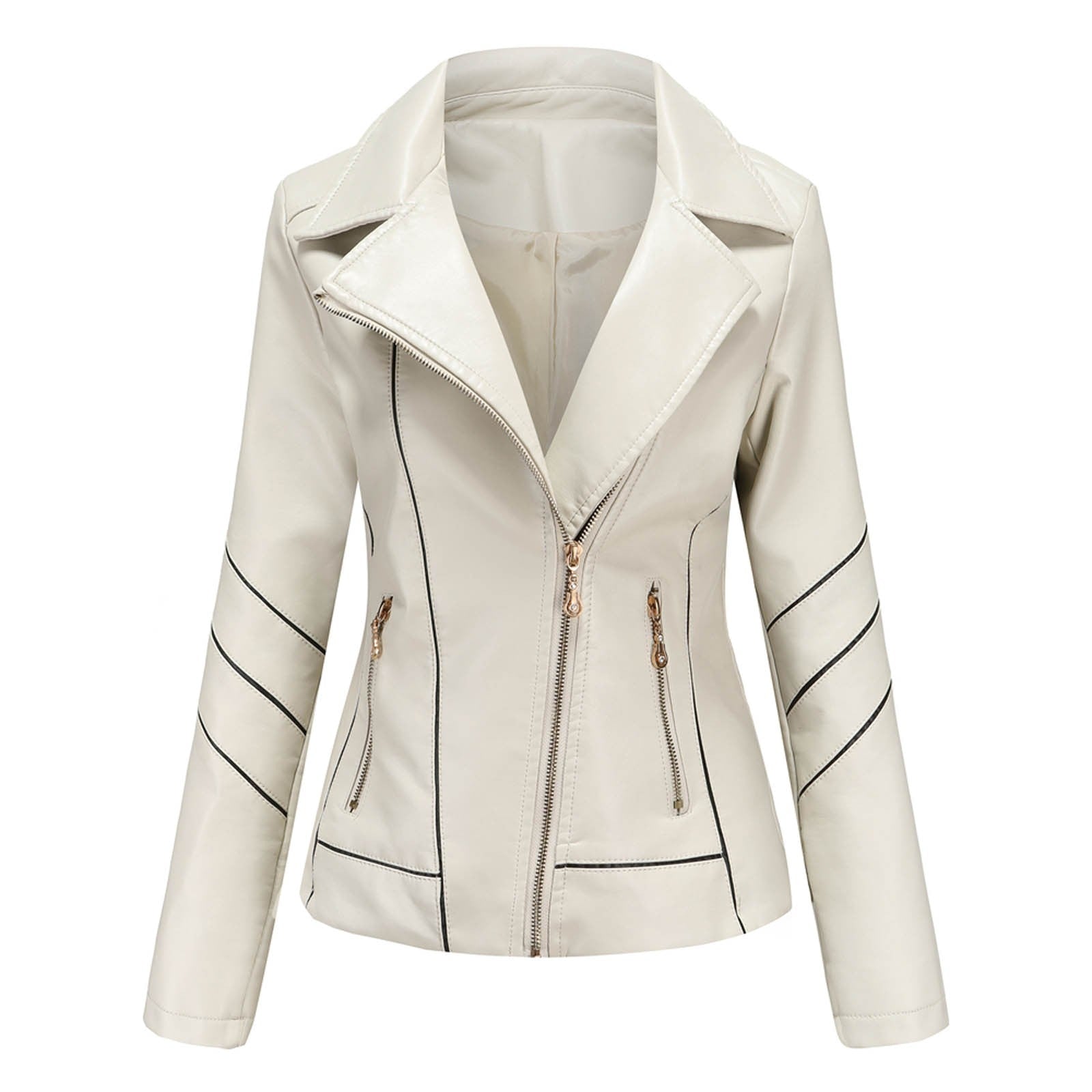 Dam Blazer Kort Eco Leather Elegant Vändkrage 8