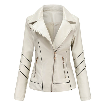 Dam Blazer Kort Eco Leather Elegant Vändkrage 8