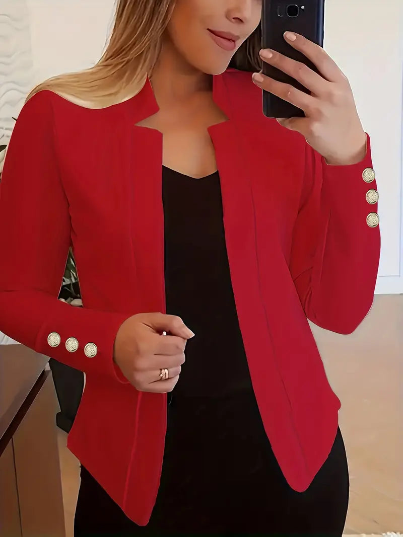 Dam Blazer Lång Öppen Front Glansigt Material 0