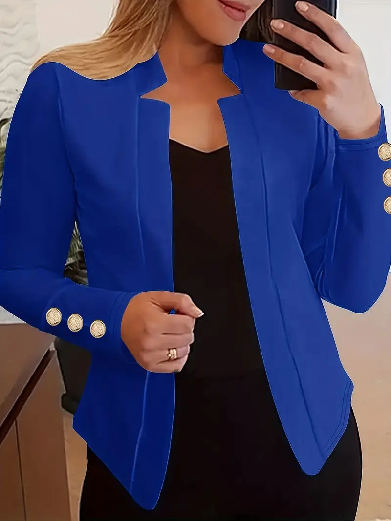 Dam Blazer Lång Öppen Front Glansigt Material 8