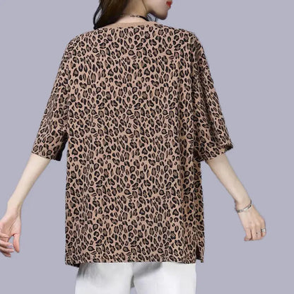 Dam Blus Avslappnad Leopardmönster Polyester 1