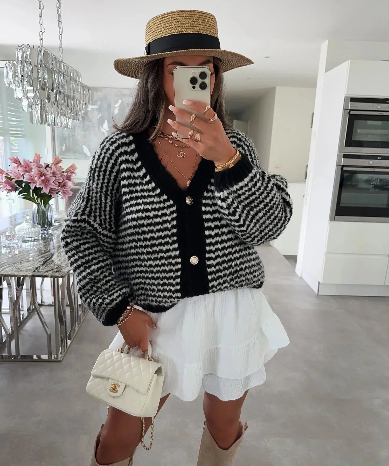 Dam Blus V-ringad med Gyllene Knappar Polyester 0