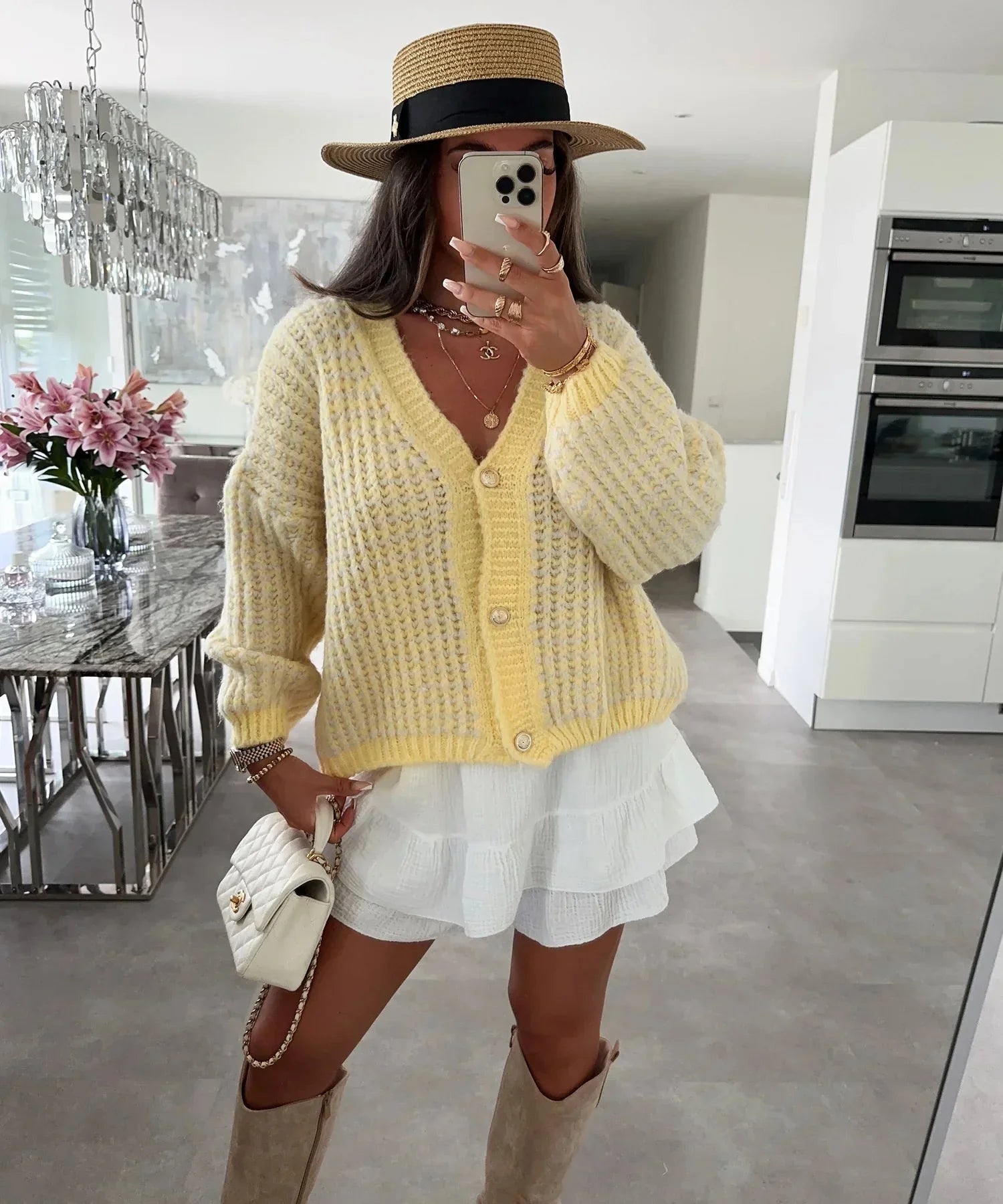 Dam Blus V-ringad med Gyllene Knappar Polyester 2