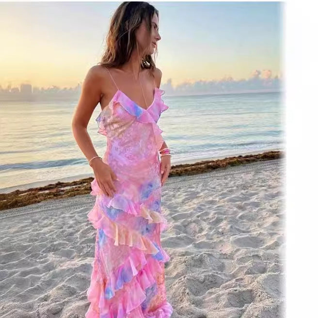 Dam Bodycon Klänning Ärmlös Spetsig V-ringning Polyester 1