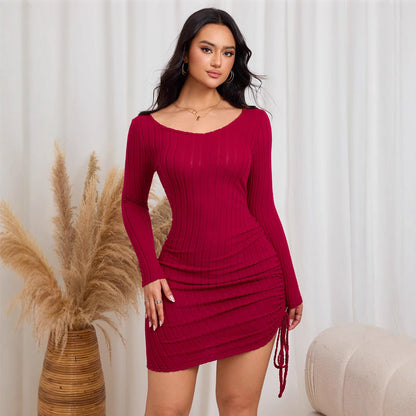 Dam Bodycon Klänning Slim Fit i Monokrom Design för Fest och Nyår 1