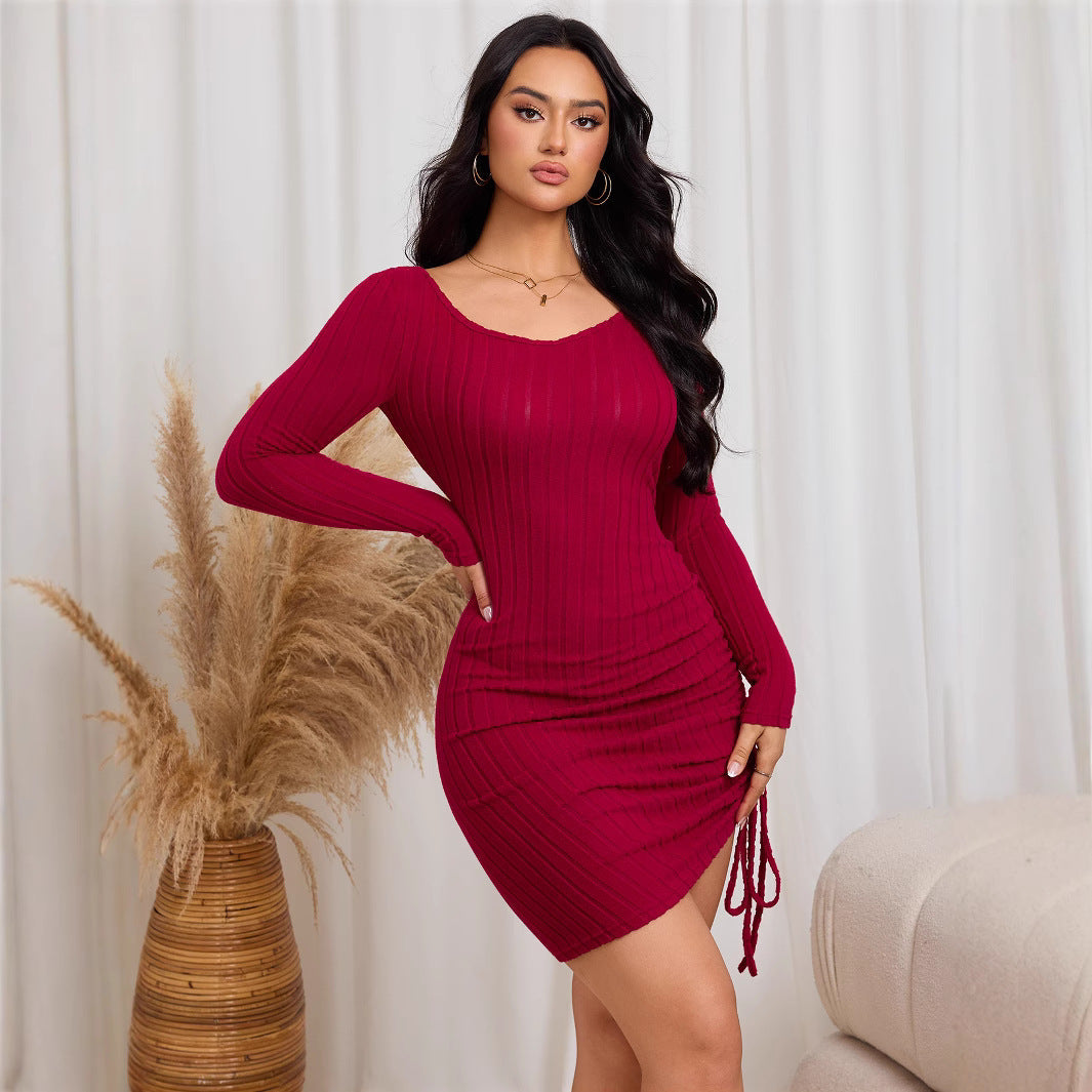 Dam Bodycon Klänning Slim Fit i Monokrom Design för Fest och Nyår 3