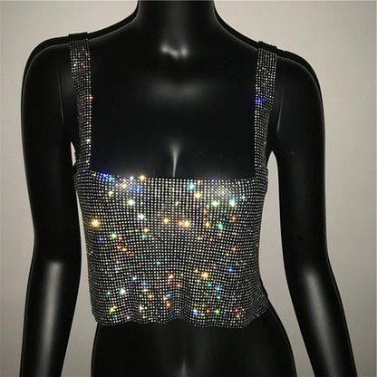Dam Camisole Spaghetti Band Transparent Polyester med Paljetter 0
