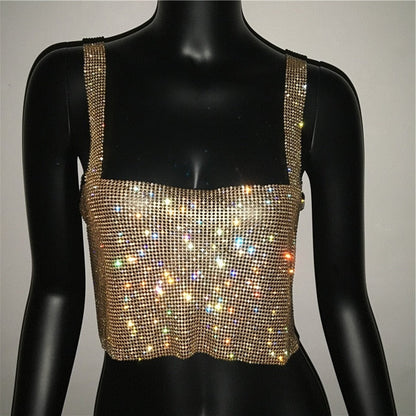 Dam Camisole Spaghetti Band Transparent Polyester med Paljetter 4