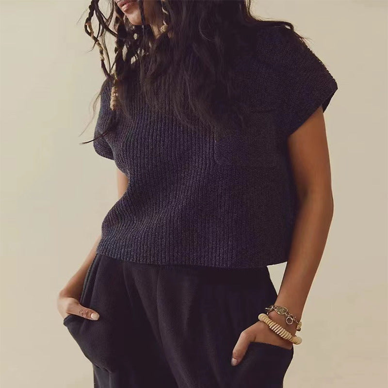 Dam Casual Loose Outfit Rund Halsringning Bomull 2