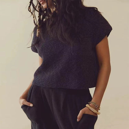 Dam Casual Loose Outfit Rund Halsringning Bomull 2