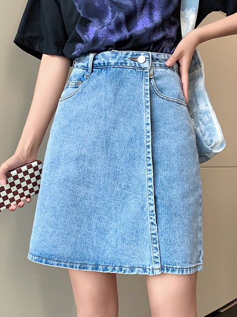 Dam Denim Shorts Avslappnad Polyester 0