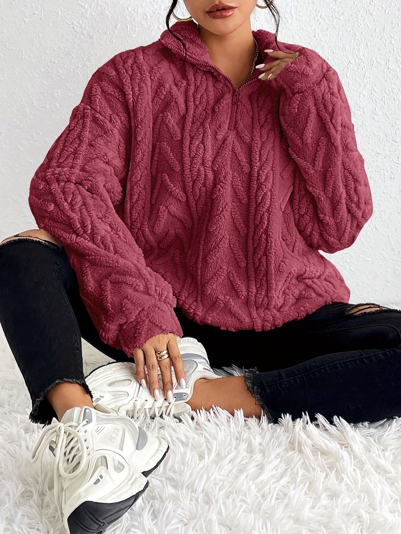 Dam Fleecetröja Klassisk Design Mjuk Fleece för Komfort och Stil 9