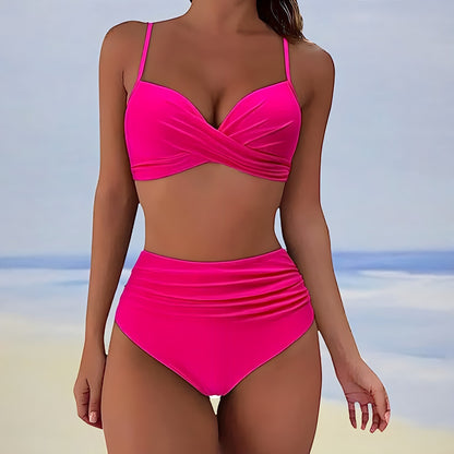 Dam Hög Midja Bikini Push Up Mjuk Polyesterblandning 9