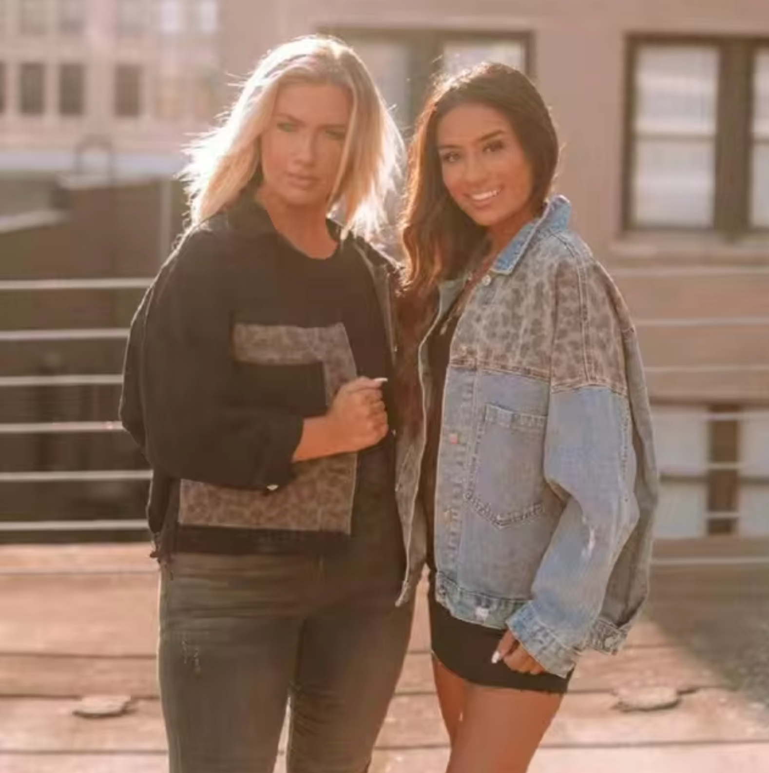 Dam Jeansjacka Leopardtryck Denim Klassisk 4
