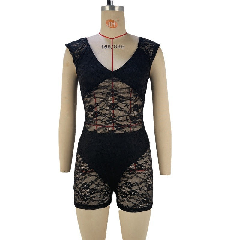 Dam Jumpsuit Transparent Broderi Polyester Elastan 4