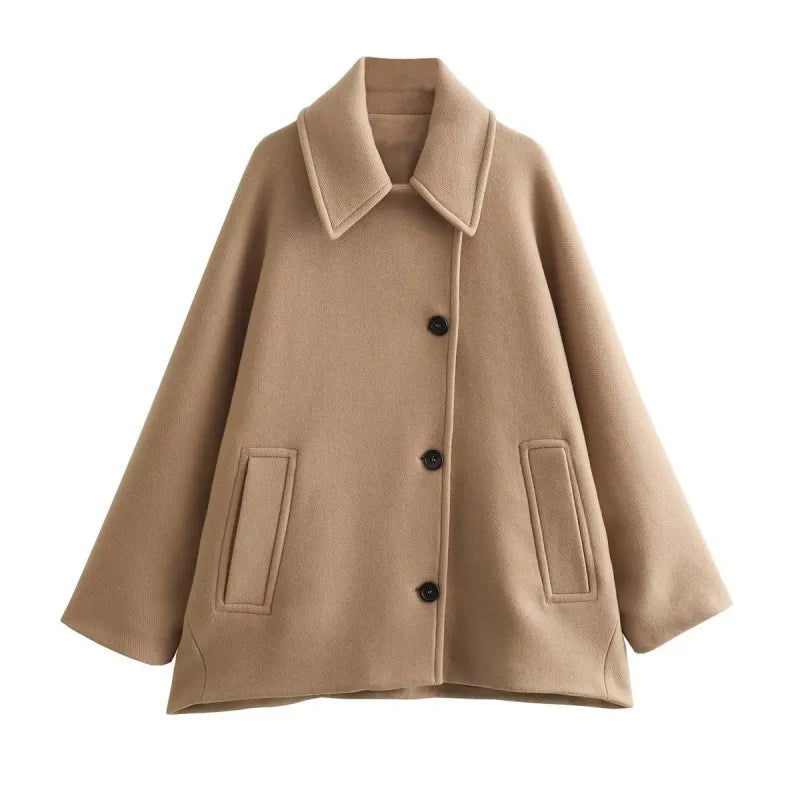 Dam Kappa Vintage Fashionabel Krage Högkvalitativt Tyg 1