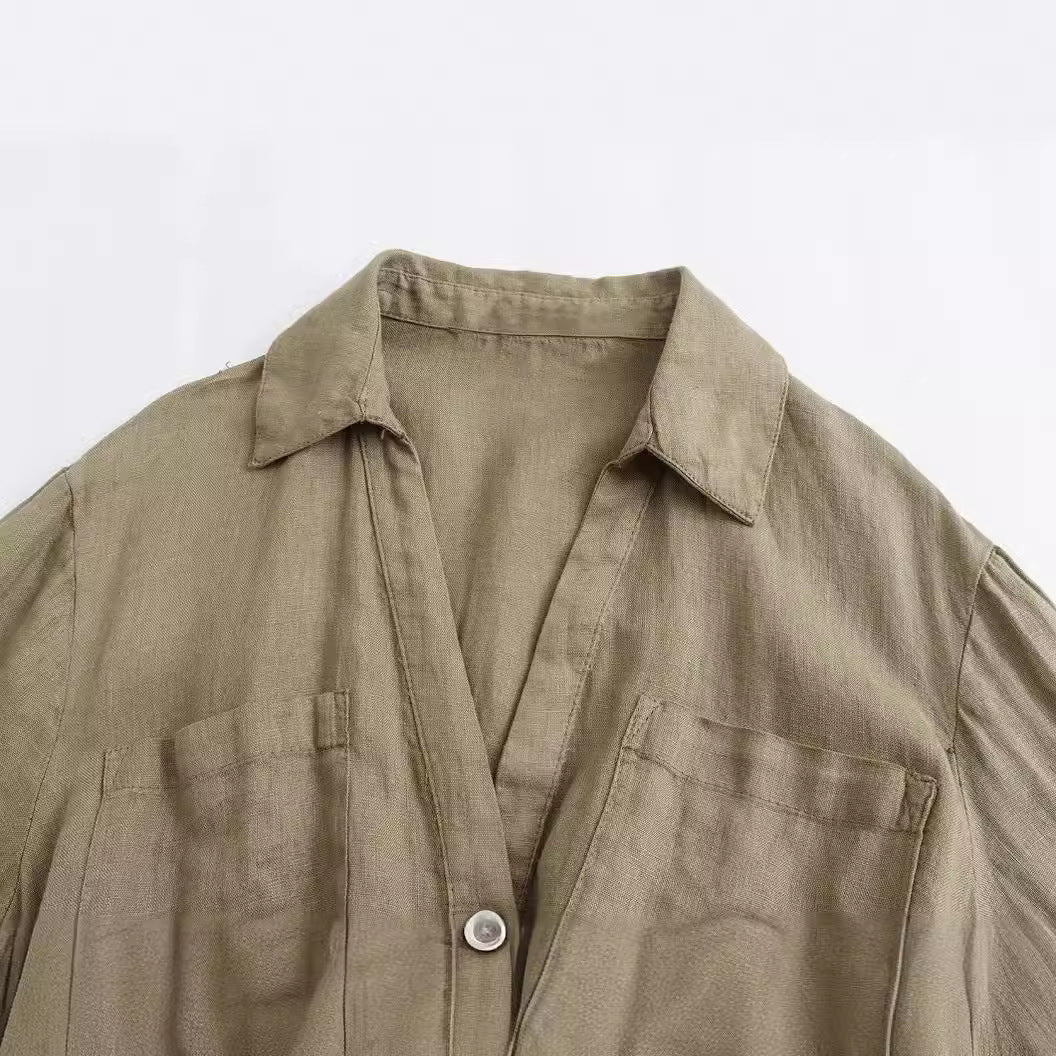 Dam Klänning Monokrom Lång Med Bälte Polyester 3