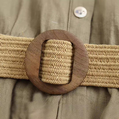 Dam Klänning Monokrom Lång Med Bälte Polyester 4