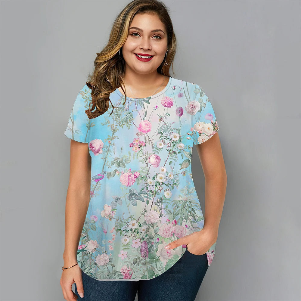 Dam Klänning Plus Size Avslappnad Bomull Sommarstil 0