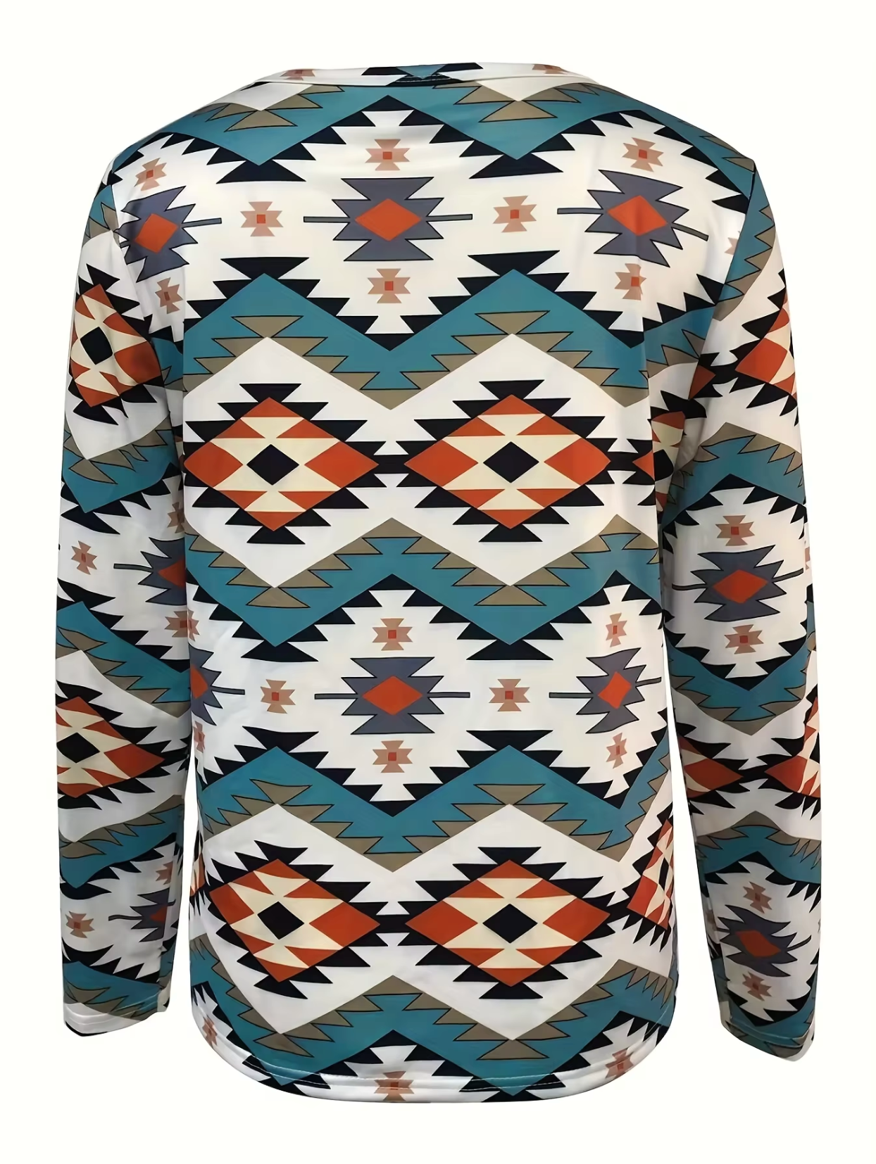 Dam Långärmad T-Shirt Geometriskt Tryck Bomull 2