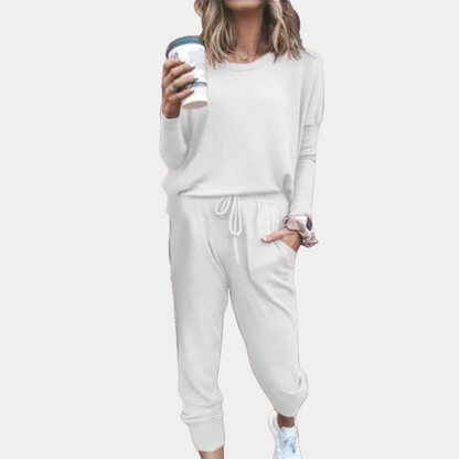 Dam Lounge Set Långärmad Löst Passform Polyester 4