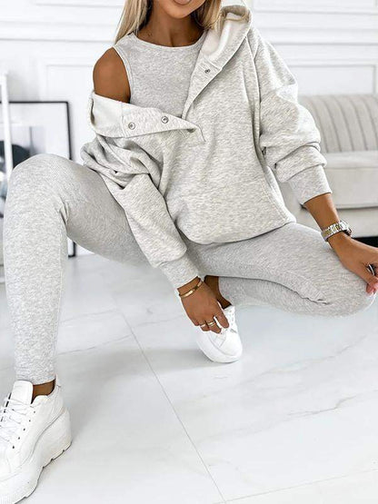 Dam Loungewear Set Oversized Hoodie och Leggings Mjuk Andningsbar Väv 1