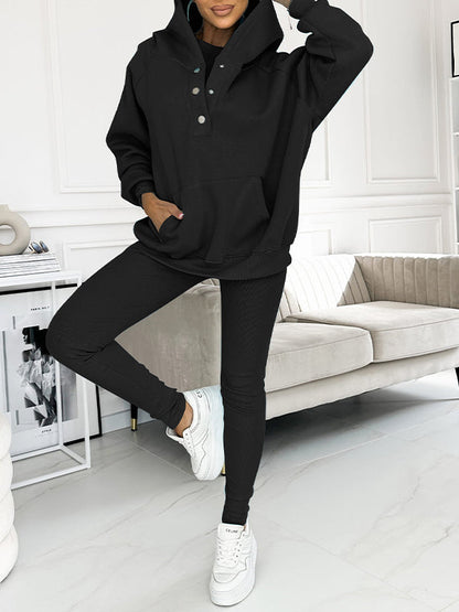 Dam Loungewear Set Oversized Hoodie och Leggings Mjuk Andningsbar Väv 11