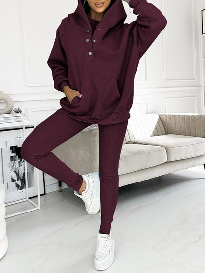 Dam Loungewear Set Oversized Hoodie och Leggings Mjuk Andningsbar Väv 6