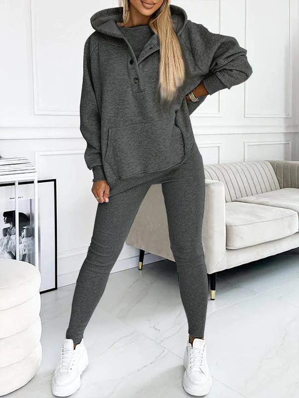 Dam Loungewear Set Oversized Hoodie och Leggings Mjuk Andningsbar Väv 8