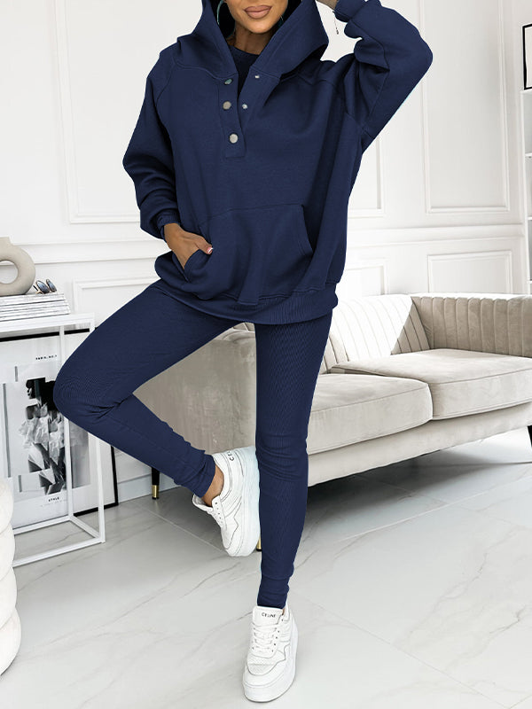 Dam Loungewear Set Oversized Hoodie och Leggings Mjuk Andningsbar Väv 9