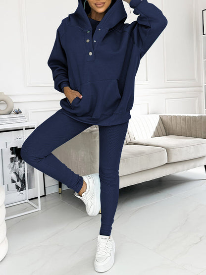 Dam Loungewear Set Oversized Hoodie och Leggings Mjuk Andningsbar Väv 9
