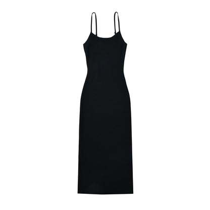 Dam Midi Klänning Slim Fit Monokrom Patchwork Högkvalitativt Tyg 0