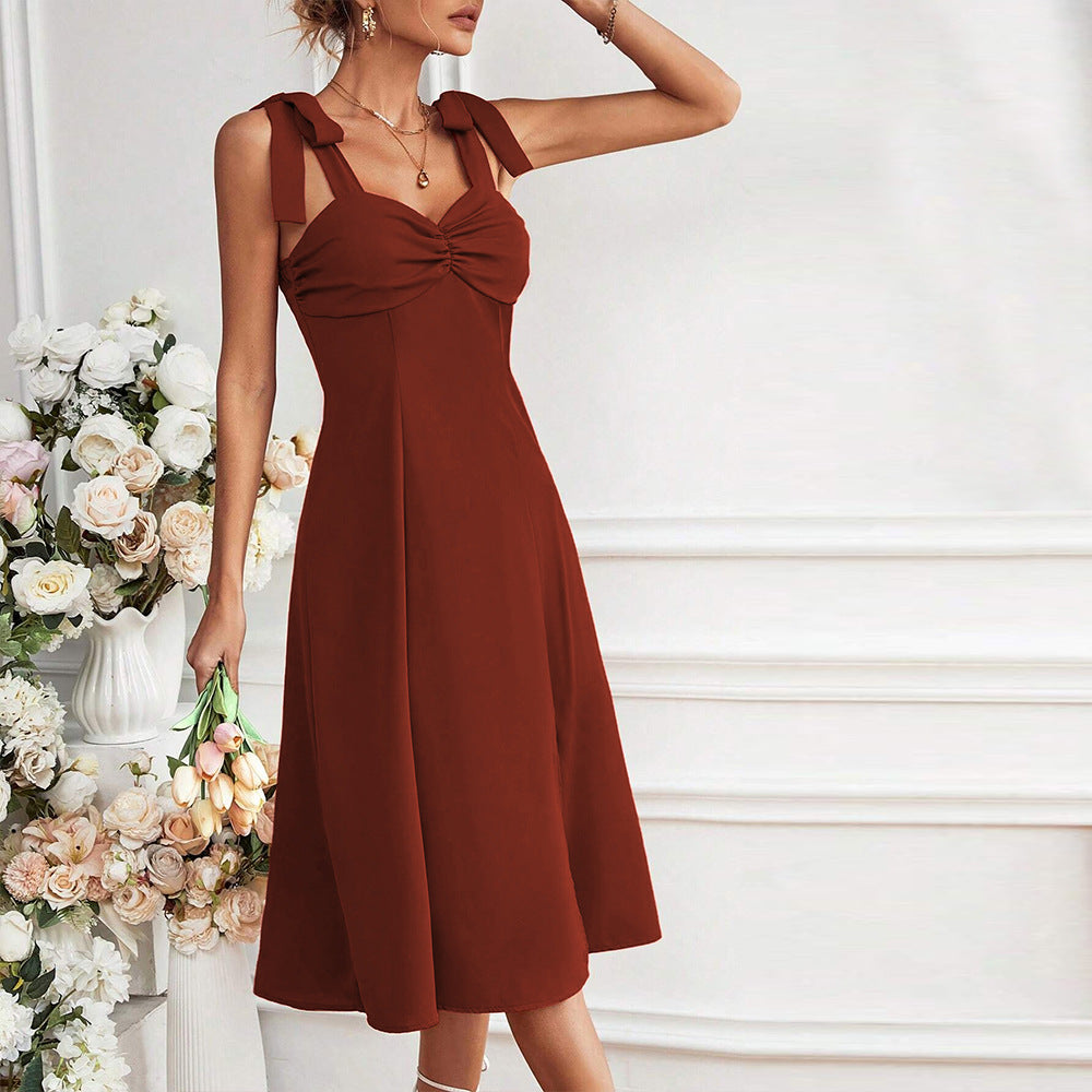 Dam Midiklänning Figursydd Mjuk Tyg med Justerbara Band 4