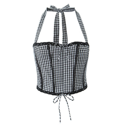 Dam Mini Kjol Set Ärmlös Polyester Monokrom Design 4